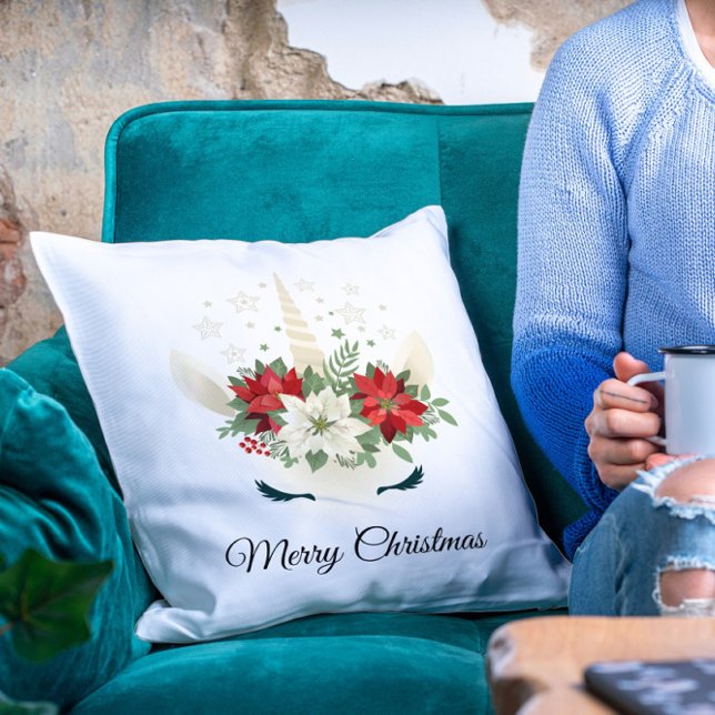 Blumenweih Unicorn | Frohe Weihnachten Kissen (Von Creator hochgeladen)