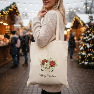 Blumenweih Unicorn Frohe Weihnachten Tragetasche