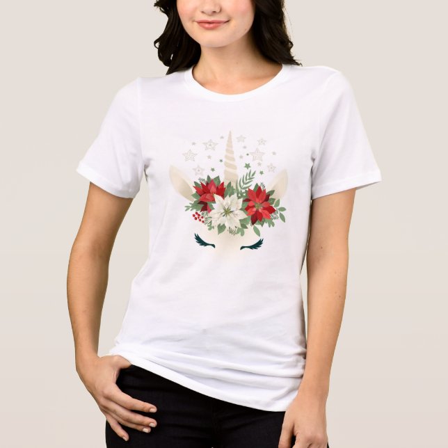 Blumenweih Unicorn Tri-Blend Shirt (Vorderseite)