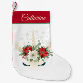 Blumenweih Unicorn | Urlaub Personalisiert Kleiner Weihnachtsstrumpf