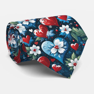 Blumenweihherzen in Rot Blau und Grün Krawatte