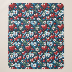 Blumenweihherzen in Rot Blau und Grün Sherpadecke