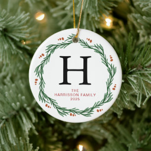 Blumenweihkranz Mit Monogramm Foto Keramik Ornament