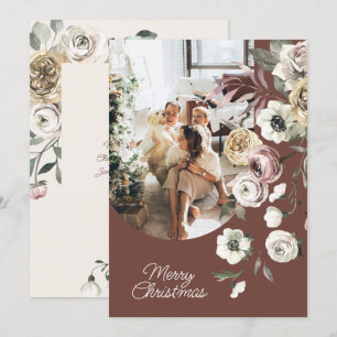 Blumenweihnachtsfest Foto Personalisiert Feiertagskarte