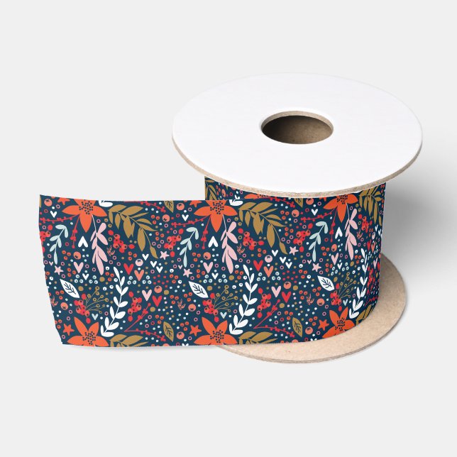 Blumenweihnachtsgebäck Blume Navy Gift Ribbon Satinband (Spule)
