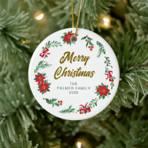 Blumenweihnachtskraut-Foto Keramik Ornament