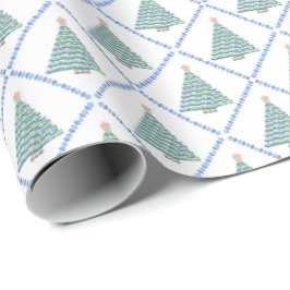 Blumenweihnachtspapier mit Blockdruck Geschenkpapier