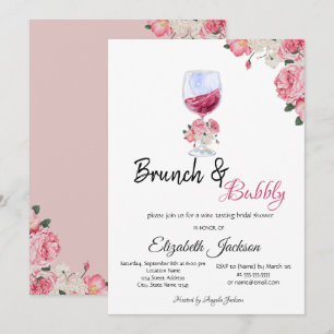Blumenwein GlasS Brunch & Bubbly Brautparty Einladung