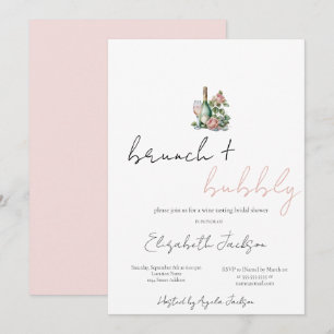 Blumenwein Set Brunch & Bubbly Brautparty Einladung