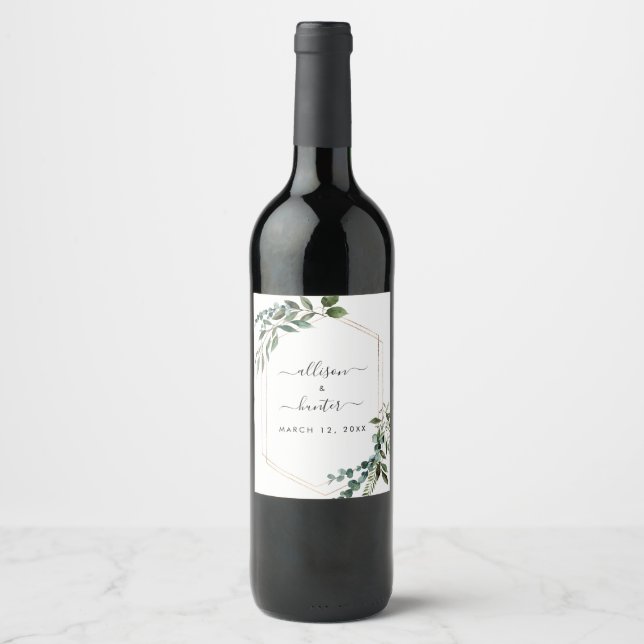 Blumenweinlabel Gerahmt Hochzeitweilig Weinetikett (Vorderseite)