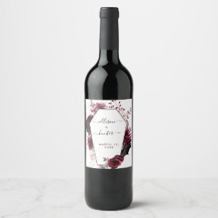 Blumenweinlabel Gerahmt Hochzeitweilig Weinetikett