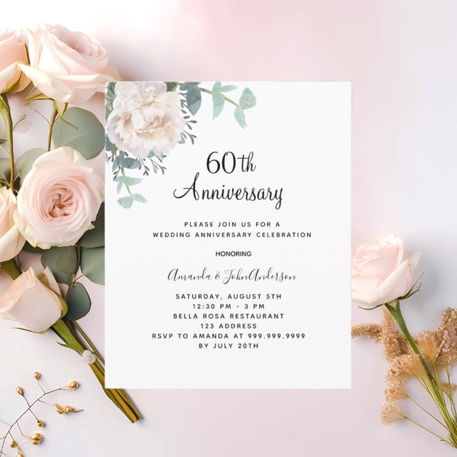 Blumenweiß Einladung zum 60. Hochzeitstag (Von Creator hochgeladen)