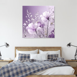 Blumenweiß und Lila Silbernen KI Kunst Leinwanddruck