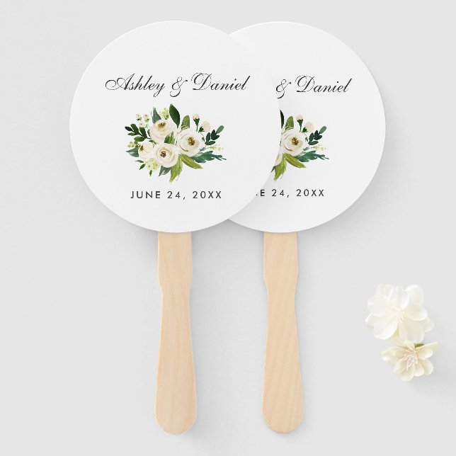 Blumenweiße Hochzeit Fächer (Vorne und Hinten)
