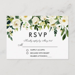 Blumenweiße Hochzeit RSVP Karte