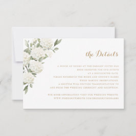 Blumenweiße Hydrangea Grüne Hochzeitsdetails Einladung