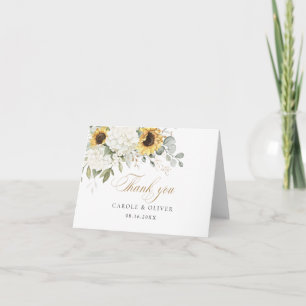 Blumenweiße Hydrangea Sonnenblumen Grüne Hochzeit Dankeskarte