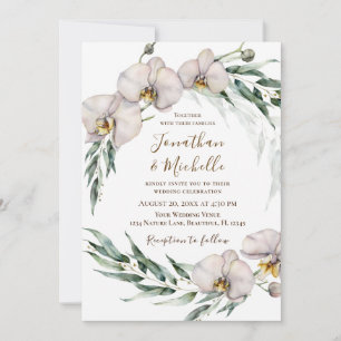 Blumenweiße Orchideen Grüne Christliche Hochzeit Einladung
