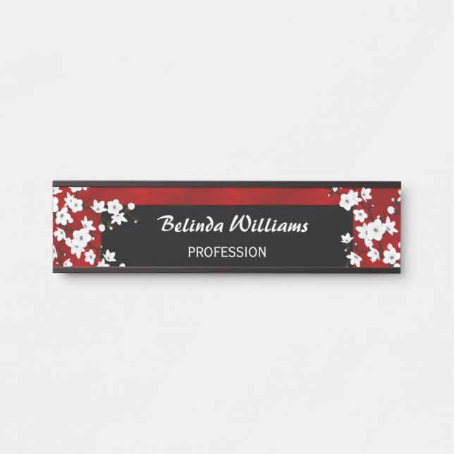 Blumenweißkrebs Rotes Büro Türschild (Vorderseite )