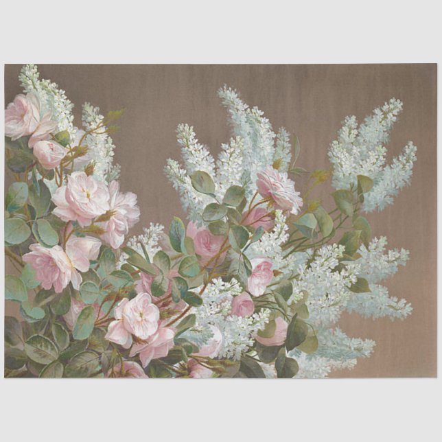 Blumenweißpapier und rosa Rosengewebe Seidenpapier (Vorderseite)