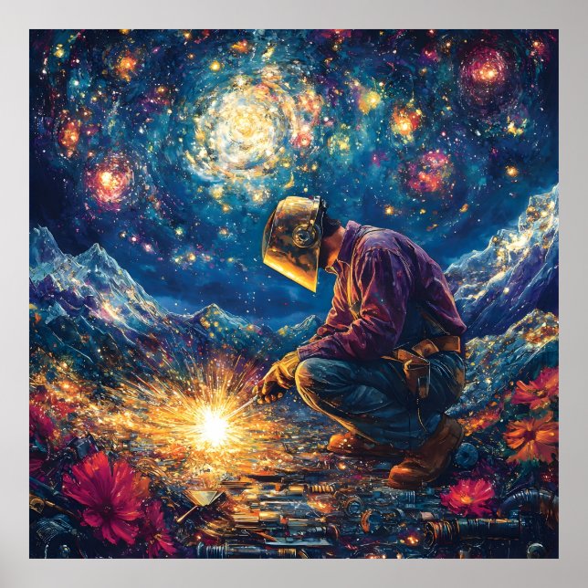 Blumenwelder-Abstrakte Schweißkunst Poster (Vorne)