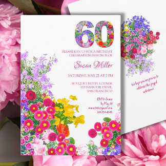 Blumenwettbewerb 60. Geburtstag - Gartenfeier Desi Einladung