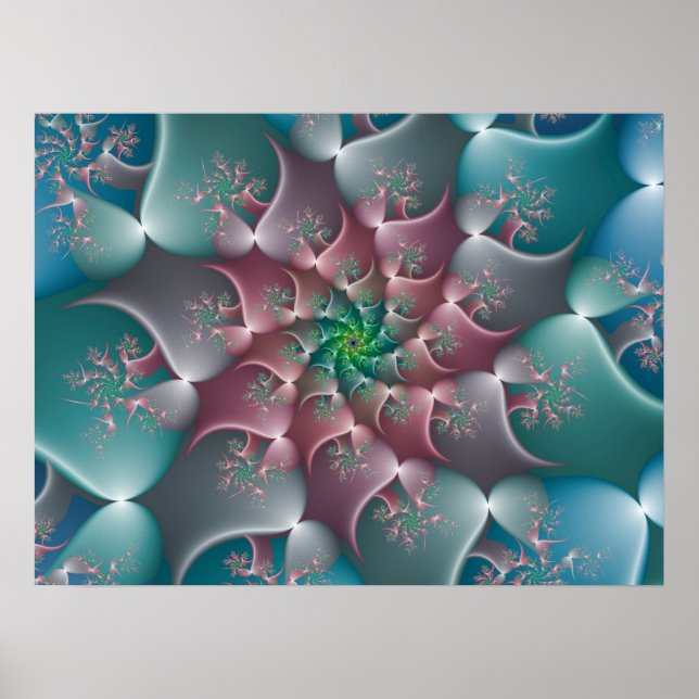 Blumenwhirlpool Fraktal Poster (Vorne)