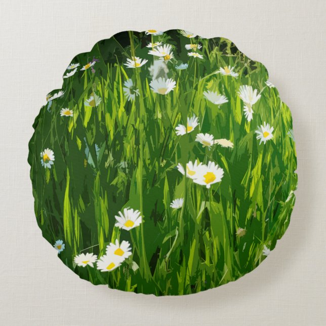 Blumenwiese Rundes Kissen (Vorderseite)