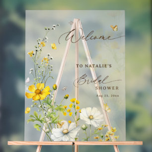 Blumenwiese Schmetterlinge Brautparty Willkommen Acrylschild