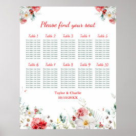 BlumenWinter Hochzeit 10 Tische Sitzkarte Poster