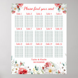 BlumenWinter Hochzeit 15 Tische Sitzkarte Poster