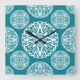 Blumenwinterschneeflocke Quadratische Wanduhr