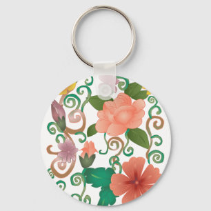 Blumenwirbel Ornamente Schlüsselanhänger