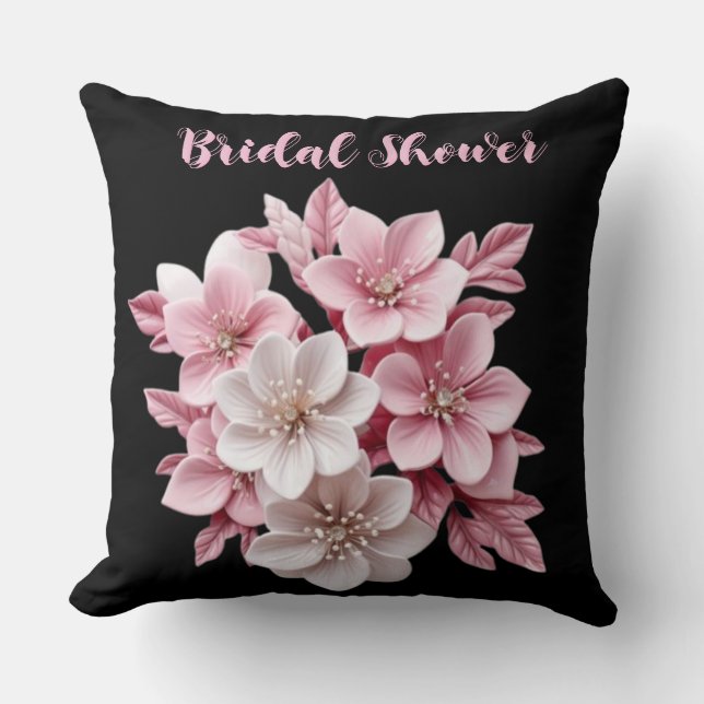 Blumenwirbelkissen - Elegantes Weddin-Brautparty Kissen (Vorderseite)