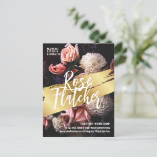 Blumenworkshop Schwarz Gold Postkarte