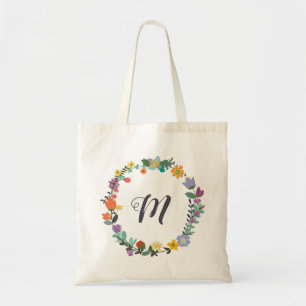 Blumenwreath-Monogramm-Tasche - Charlie Tragetasche