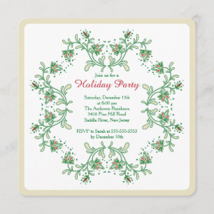 Blumenwreath-Weihnachtsfeiertags-Party Einladung