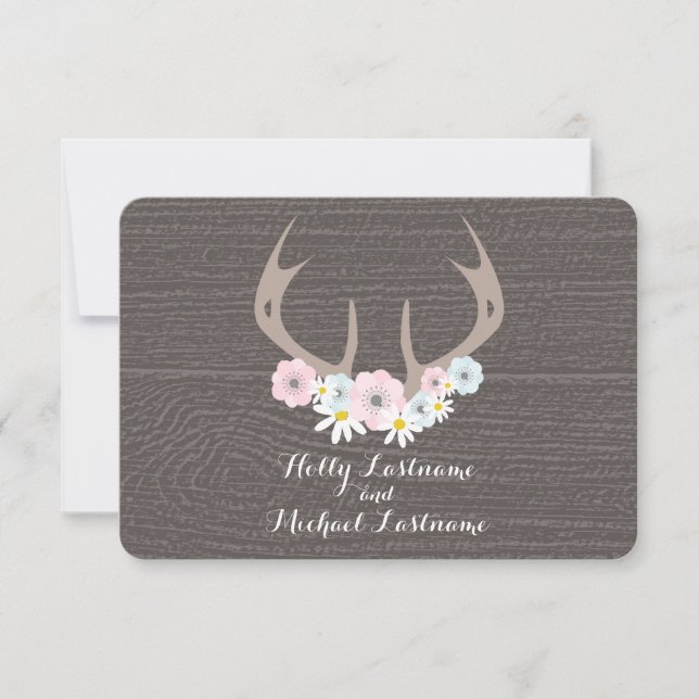 Blumenzange + RSVP-Hochzeit von Stallholz RSVP Karte (Vorderseite)