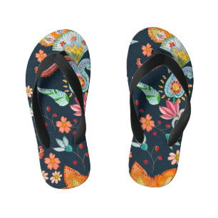Blumenzauber: Aquarellfarbene Blume Kinderbadesandalen