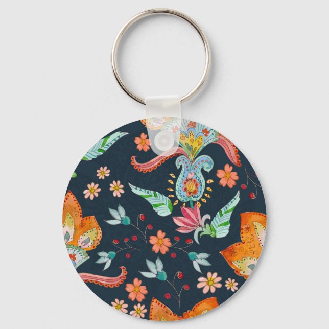 Blumenzauber: Aquarellfarbene Blume Schlüsselanhänger (Vorderseite)