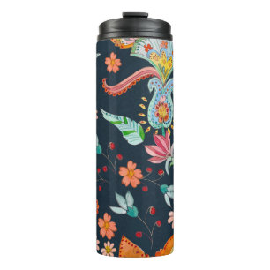 Blumenzauber: Aquarellfarbene Blume Thermosbecher