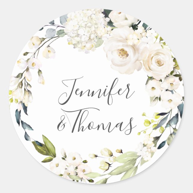 Blumenzauber-Hochzeit Runder Aufkleber (Vorderseite)