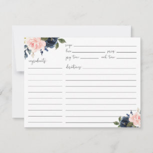 Blumenzauber- und Navy-Rezept-Karte RSVP Karte
