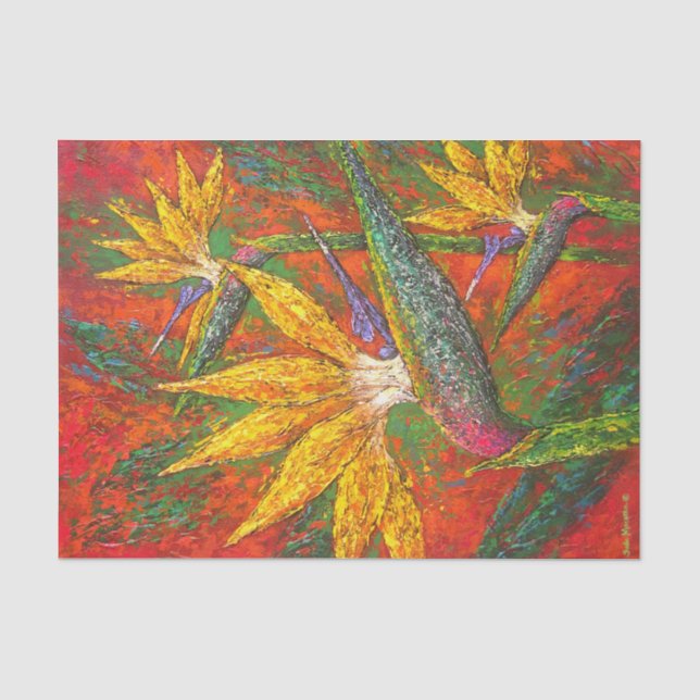 Blumenzauber-Vogel von Paradise Textur Malerei Seidenpapier (Vorderseite)