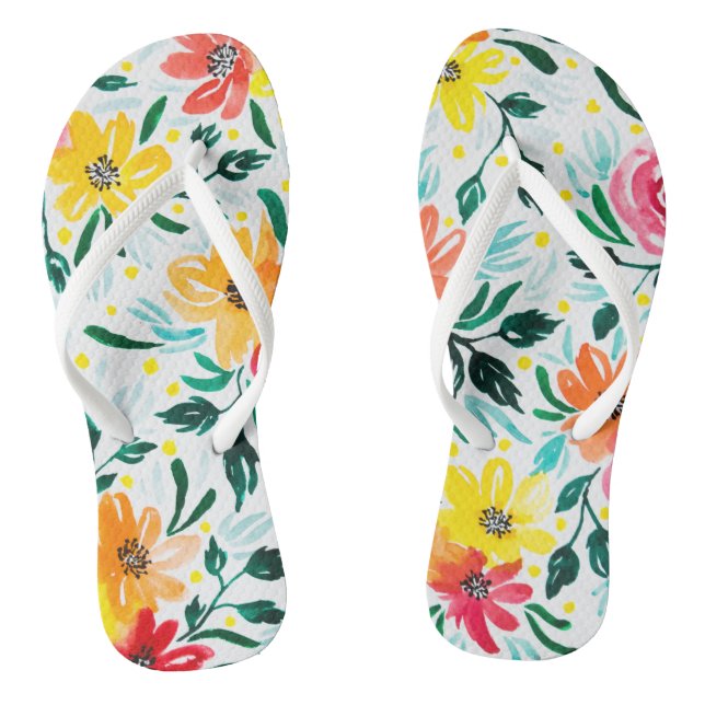 Blumenzauber Wasserfarben - Blume Illustration Flip Flops (Fußbett)