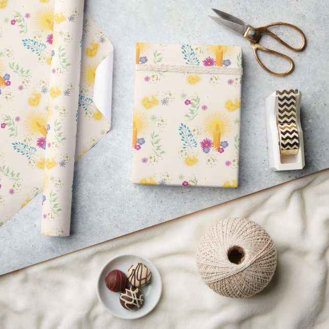 Blumenzauberkerze Tan Wrapping Paper Geschenkpapier (Kunsthandwerk)