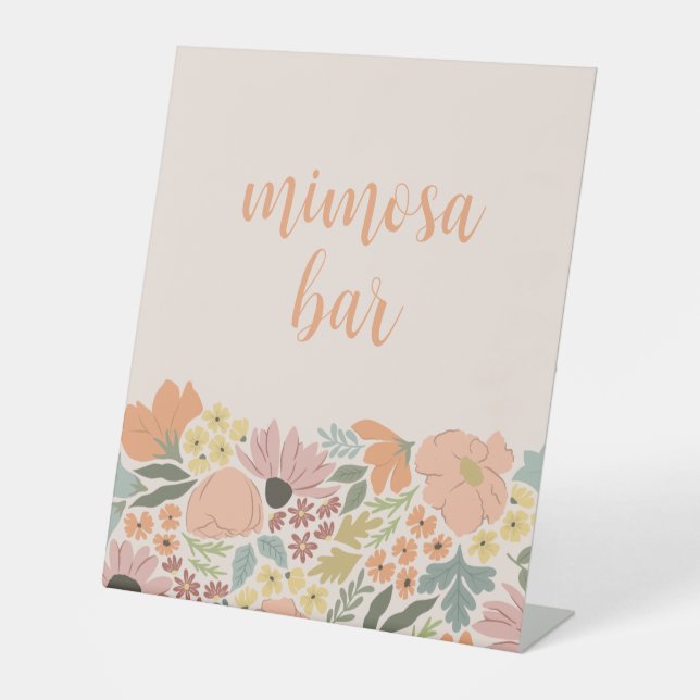 Blumenzeichen oder Brautparty für Hochzeitsplatten Sockelschild (Vorderseite)