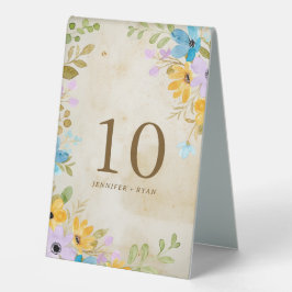 Blumenzeitpapier Rustikale Hochzeit im Freien Tischaufsteller