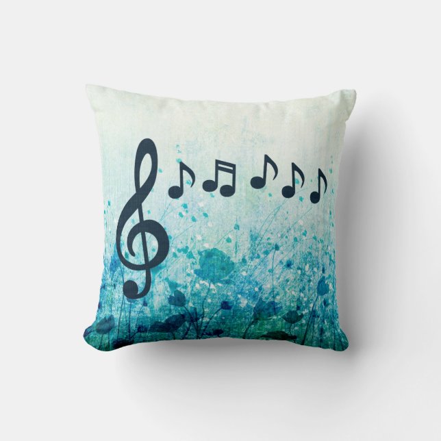 Blumenzellenreinigung und Musiknoten Kissen (Vorderseite)