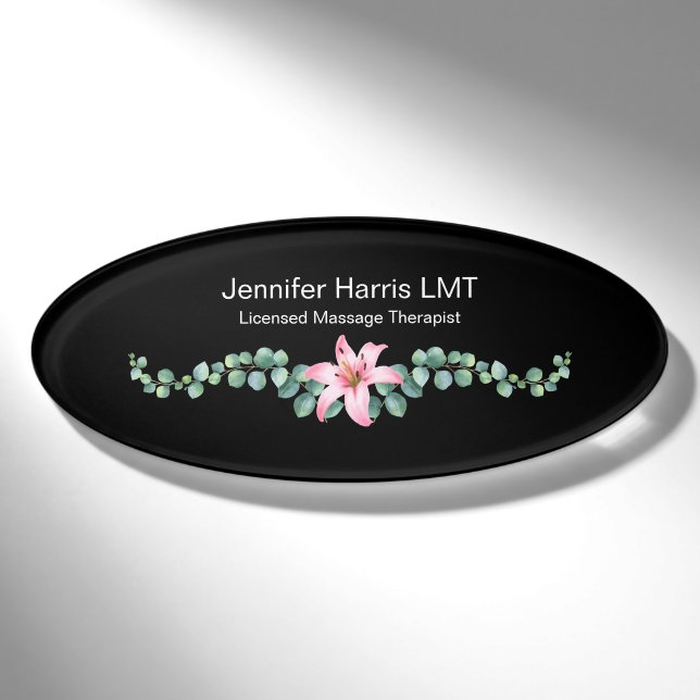 BlumenZen genehmigter Massage-Therapeut Namenschild (Vorderseite)
